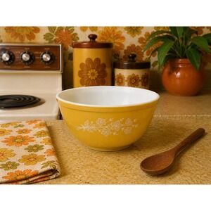 Vintage Pyrex Yellow Butterfly Gold Mixing Bowl, #402